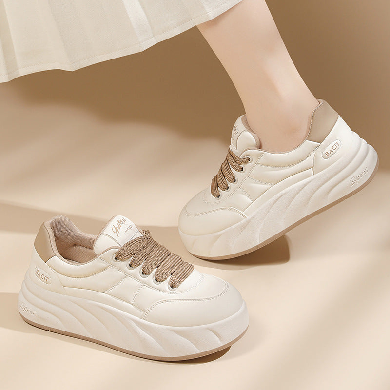 Women's Bread Platform White Spring Genuine Soft Sneakers