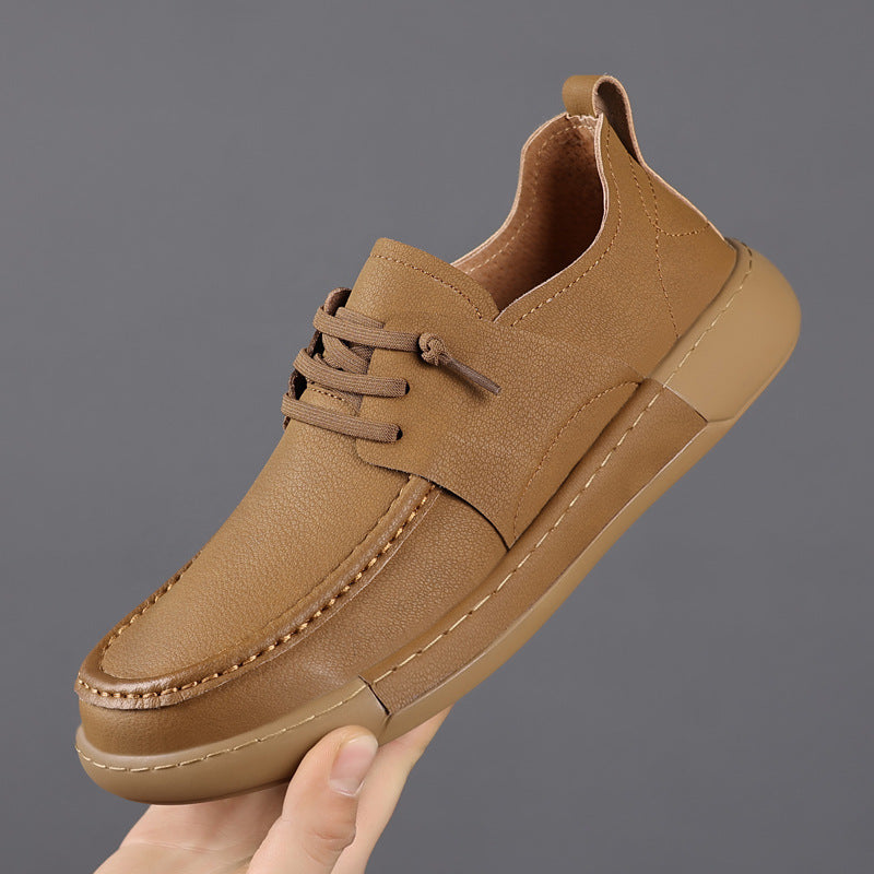 Men's Outdoor Lightweight Slip-on Handmade Stitching Big Leather Shoes