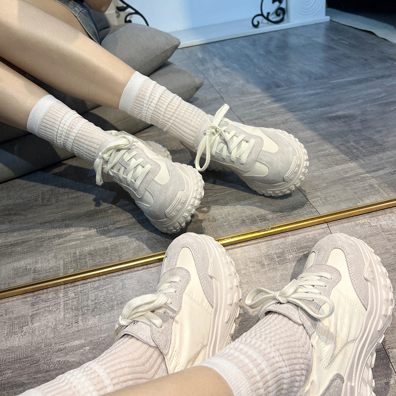 Women's Platform Ballet Style Training Breathable Small-sized White Sports Dad Women's Casual Shoes