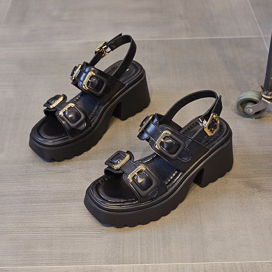 Women's Korean Style Thick Bottom Height Increasing Roman Sandals