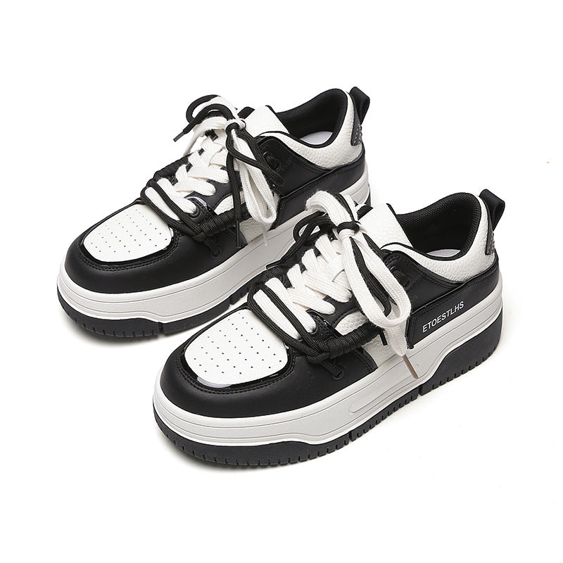 Women's Straight Hair Genuine Board Versatile Platform Sneakers