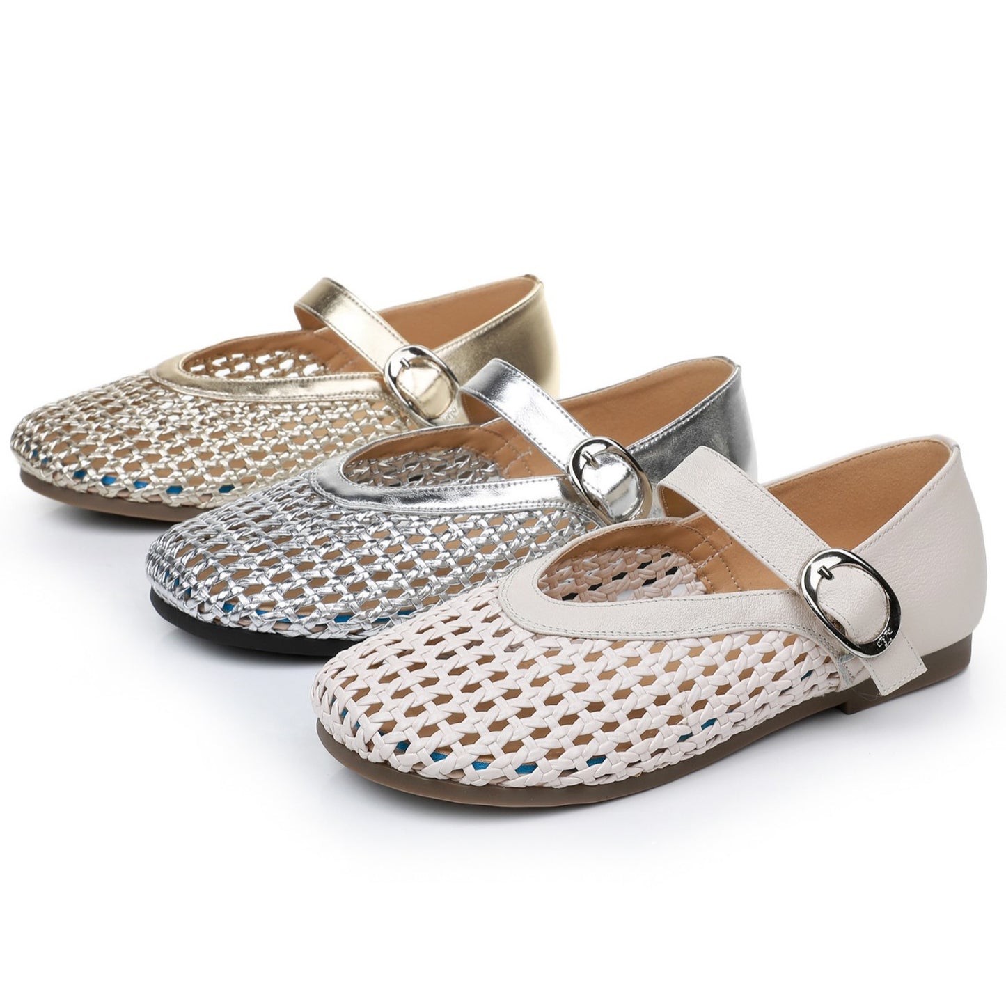 Women's Woven Hollowed Fashion Summer Buckle Four Sandals