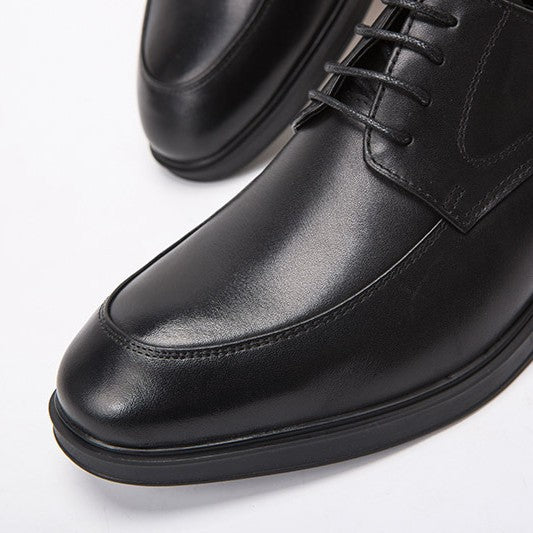 Men's Business Famous Round Toe Cowhide Formal Wear Top Layer Leather Shoes