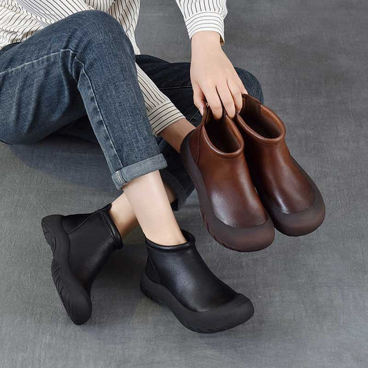 Women's Of Cowhide Vintage Chelsea Ankle Soft Bottom Short Women's Leather Boots