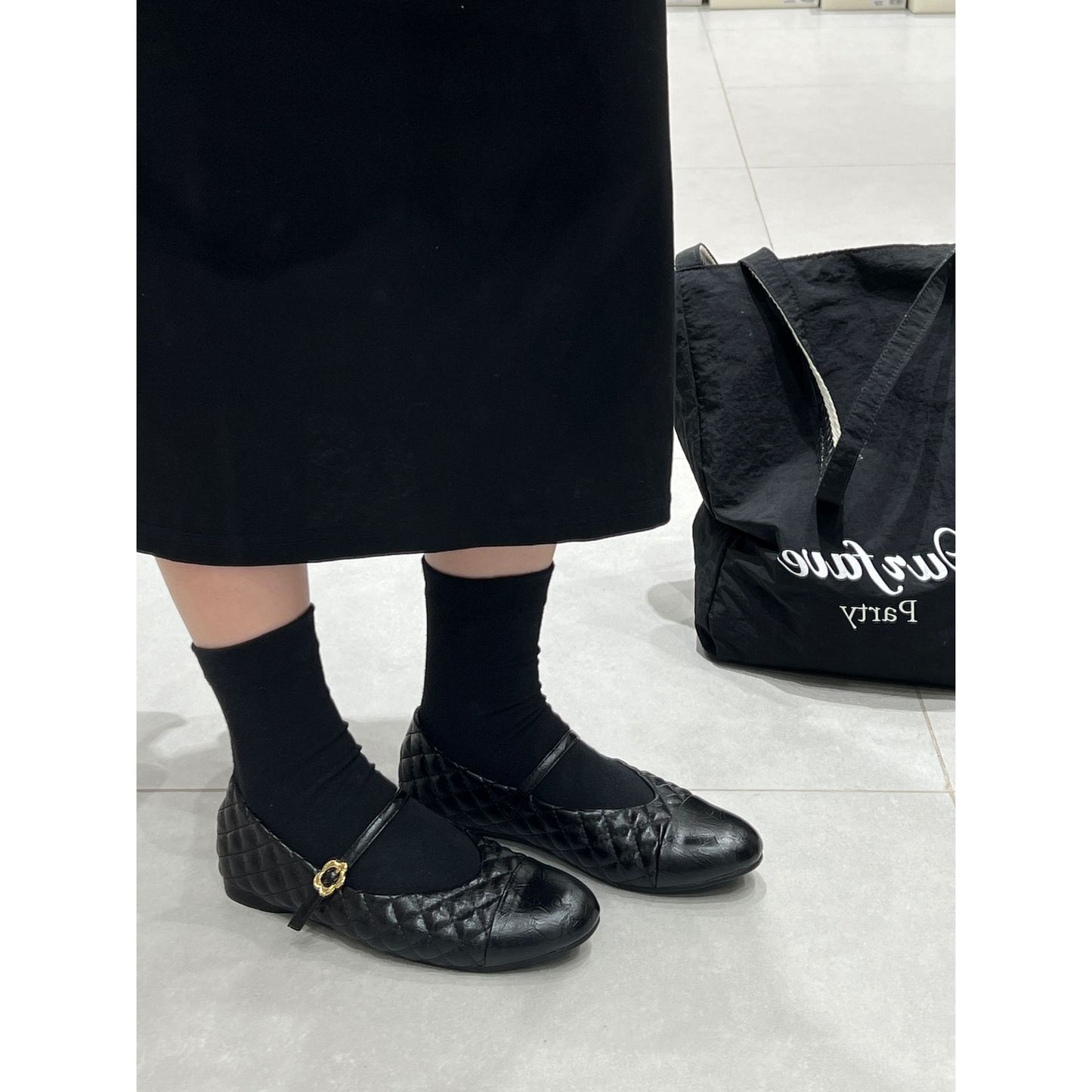 Style Series Rhombus Flat Bottom Ballet Round Head Shallow Mouth Women's Fashion Shoes
