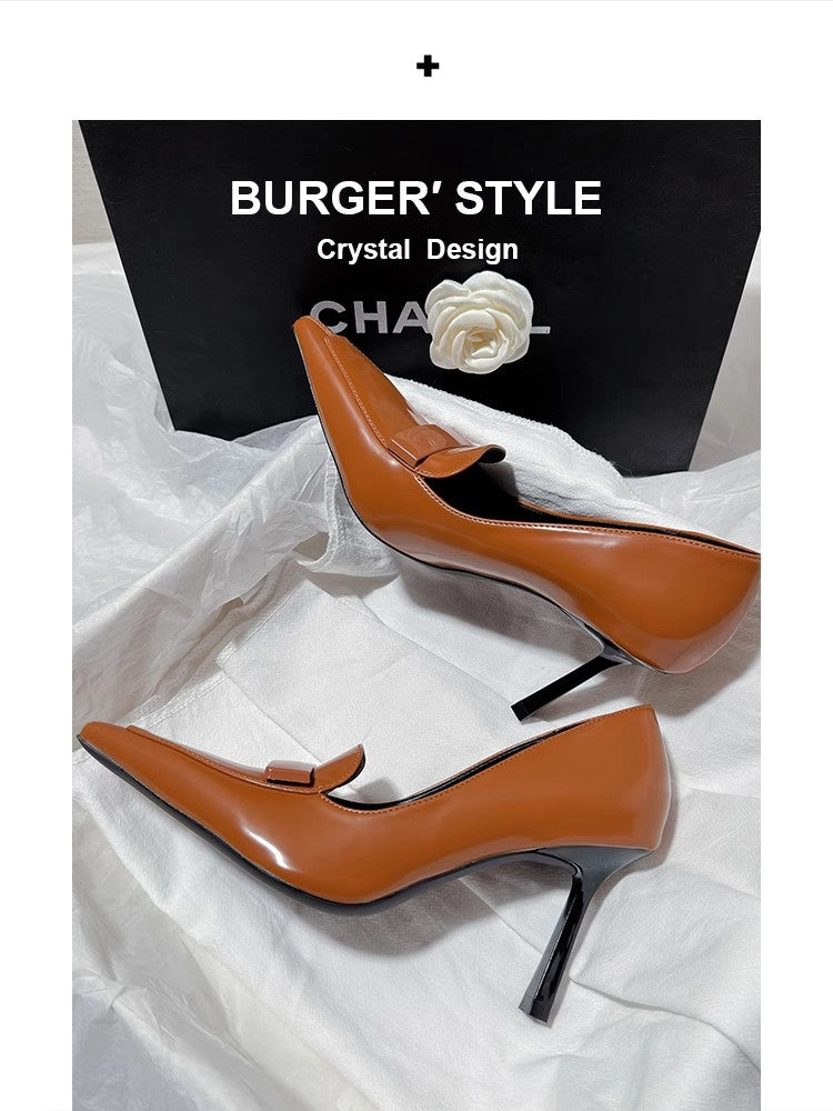 Pointed Toe Adult Lady Like Woman Classy Business Black Thin Heels