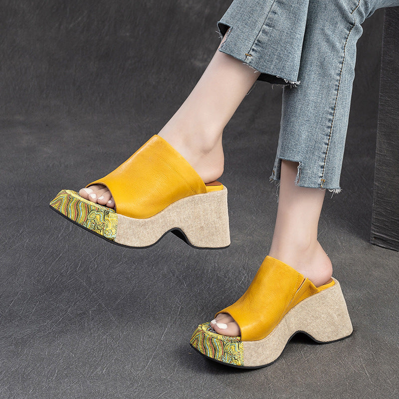 Women's Style Peep Toe Platform Stylish Outdoor Slippers