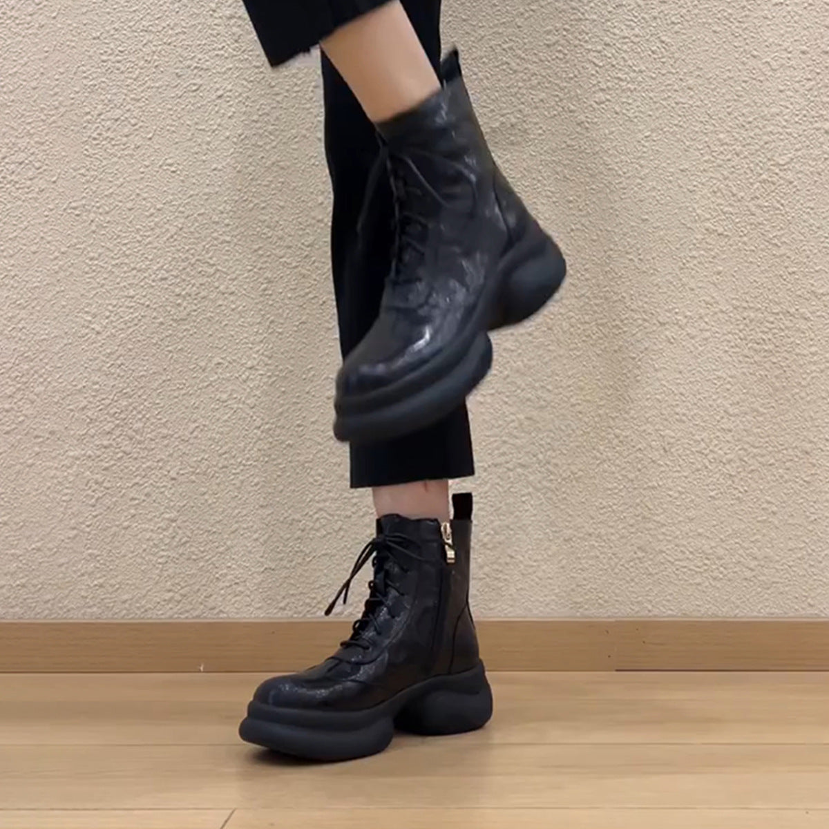 Soft Platform Martin Female Fleece Lined Fashion Women's Leather Boots