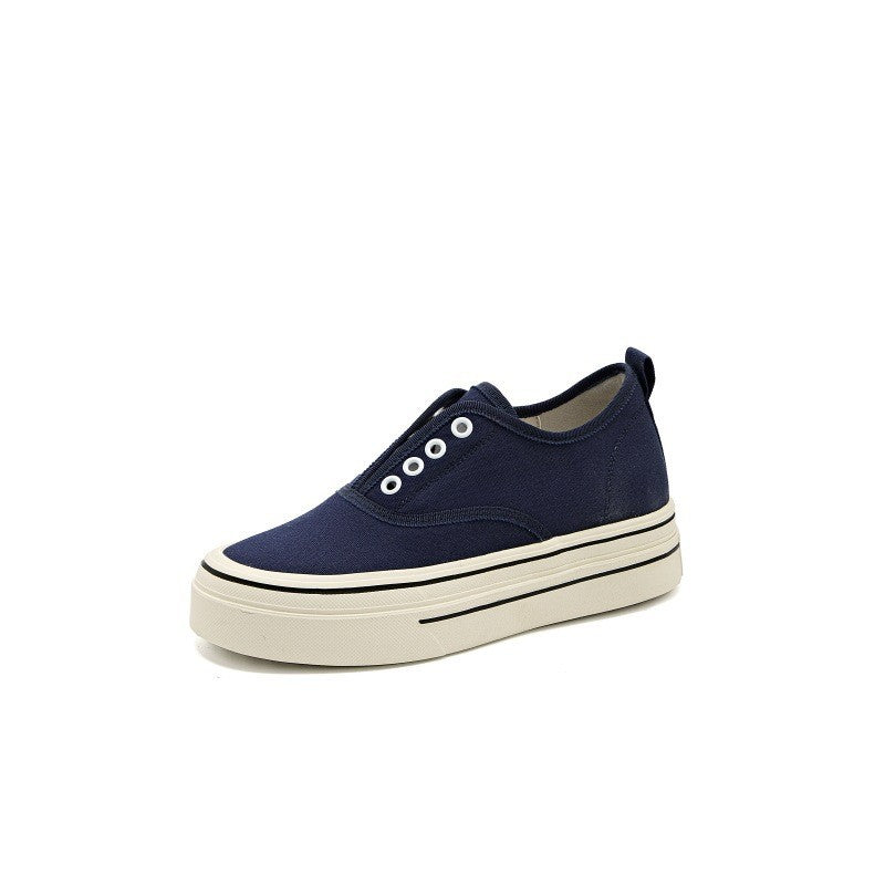 Women's Spring Breathable Thick Bottom Soft Without Shoelaces Women's Canvas Shoes