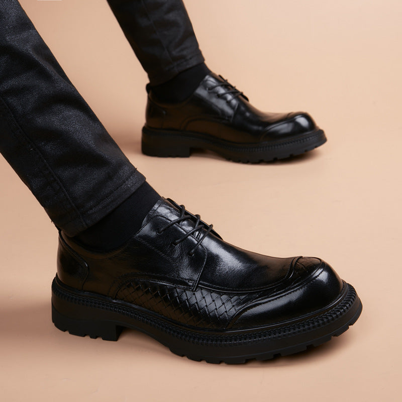 Men's First Layer Cowhide British Groomsman Black Bridegroom Formal Wear Soft Men's Business Leather Shoes