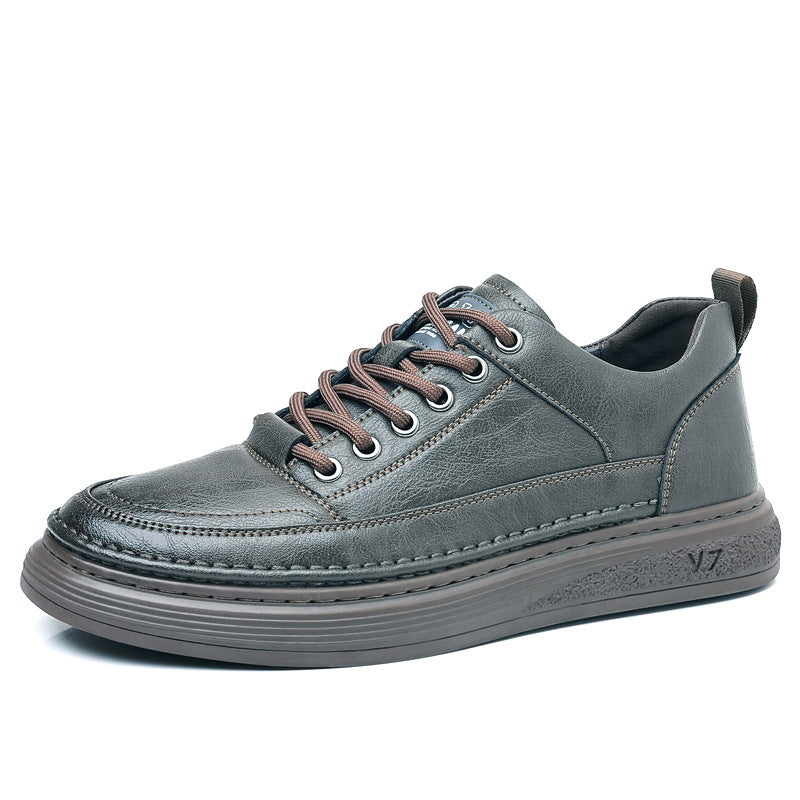 Men's Genuine White Trendy Fashionable Soft Surface Sneakers