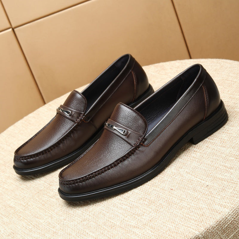 Men's First Layer Cowhide Dress Slip-on Fashion Soft Bottom Casual Shoes