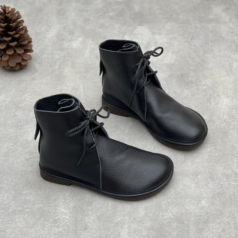 Round Toe British Style Artistic Lace Up Boots