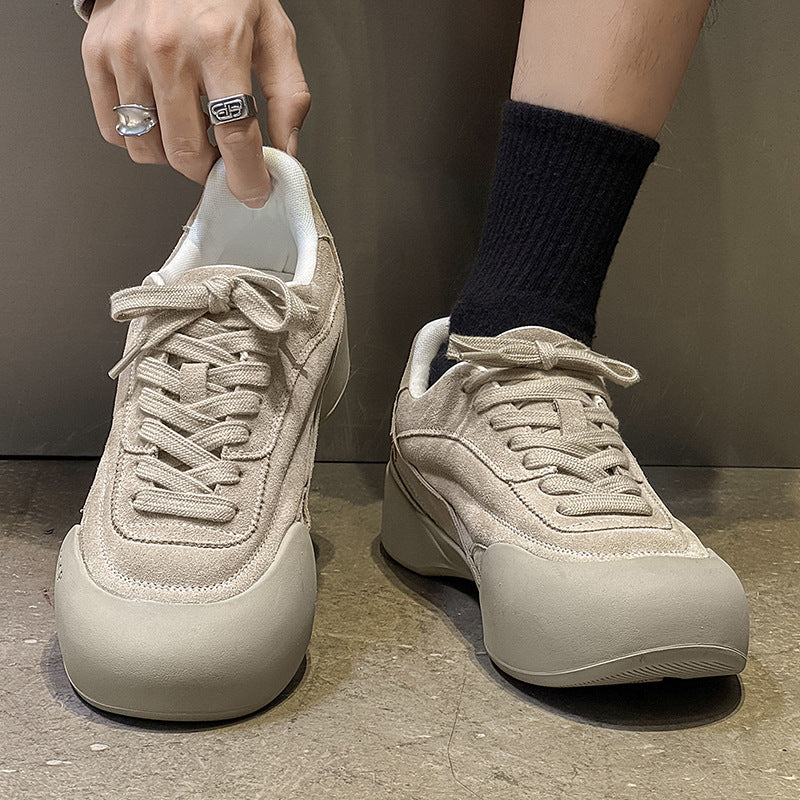 Men's High-grade Platform Big Toe Beige Men's Board Shoes