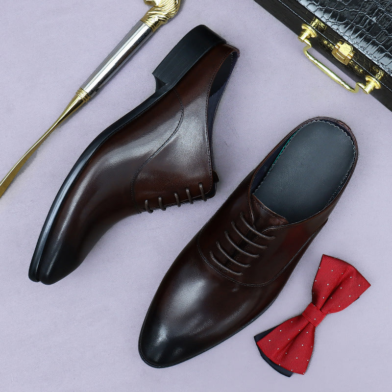 Men's Business Authentic Toe Box Half Cowhide Sandals