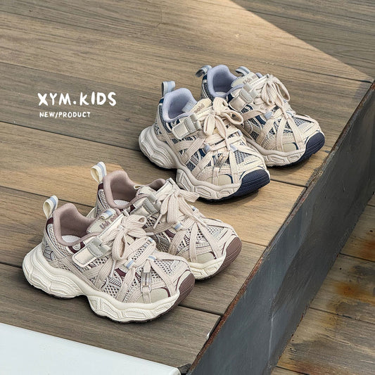Children's Summer Single Mesh Fashion Tie Breathable Lightweight Boys Sneakers
