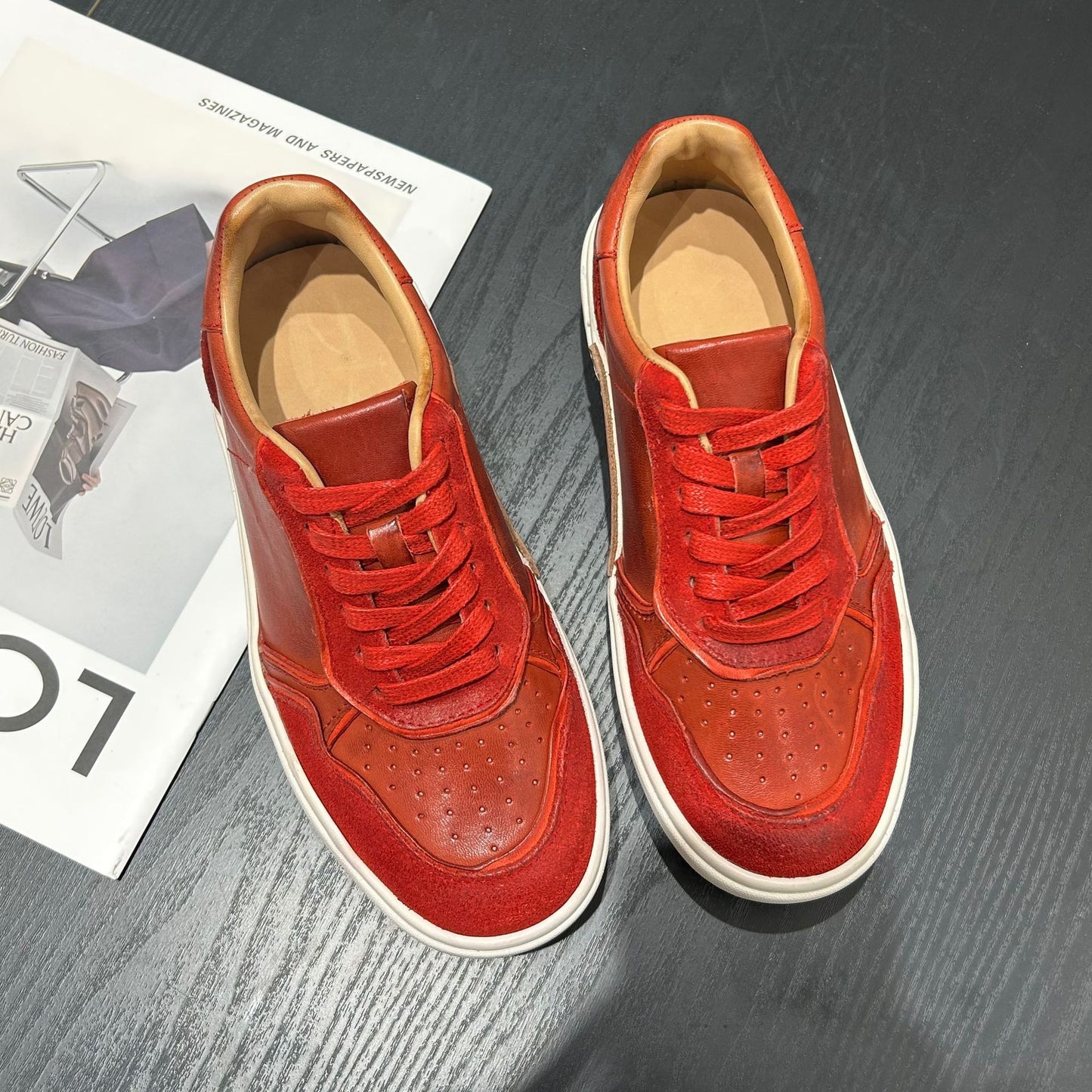 Women's Washed Horse Autumn Fashionable Versatile Breathable Women's Board Shoes