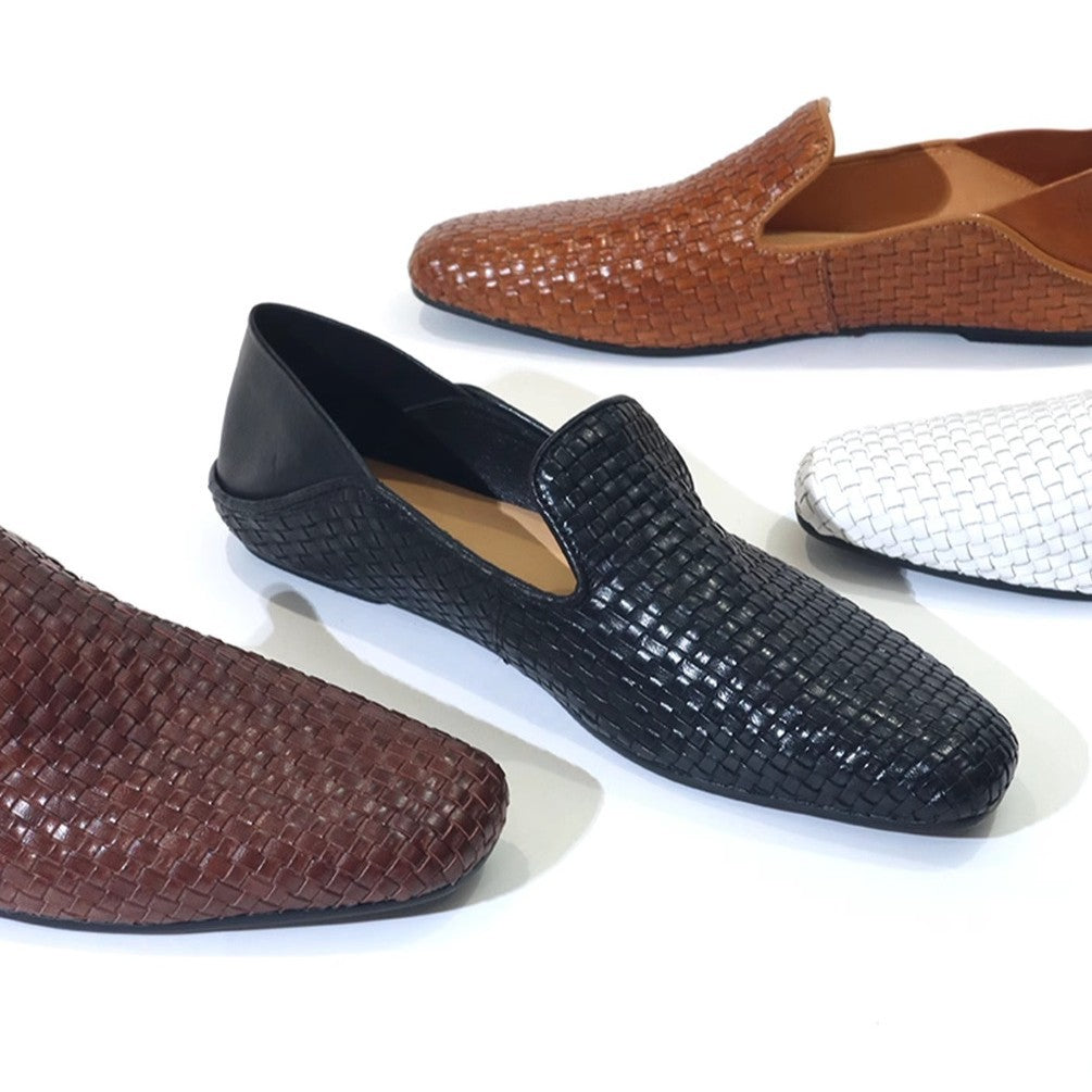 Weave Vintage Italian Classic Square Head British Women's Casual Shoes