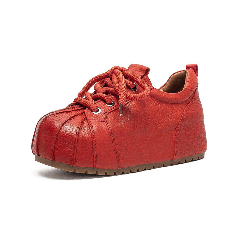 Women's Retro Style Top Layer Book Life Red Women's Casual Shoes