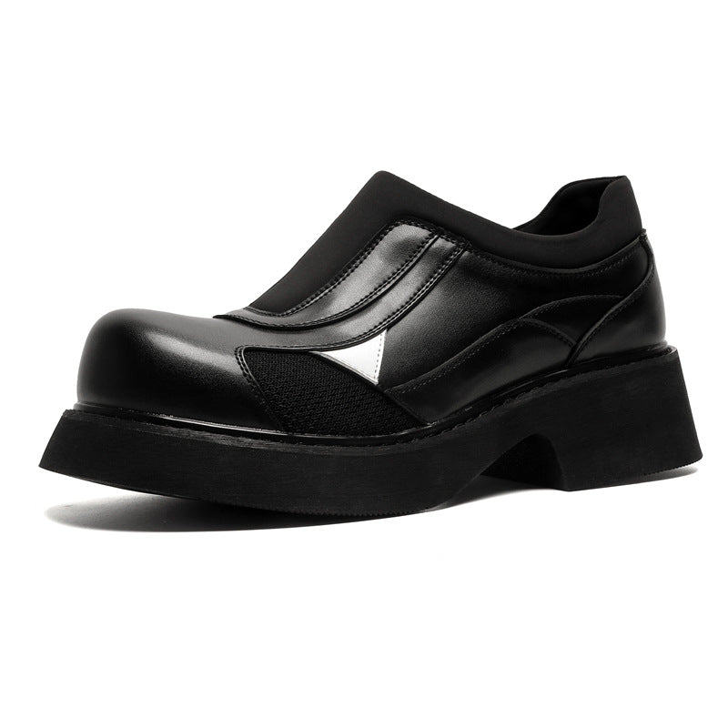 Men's Niche Color Collision Design Derby Platform Slip-on Leather Shoes
