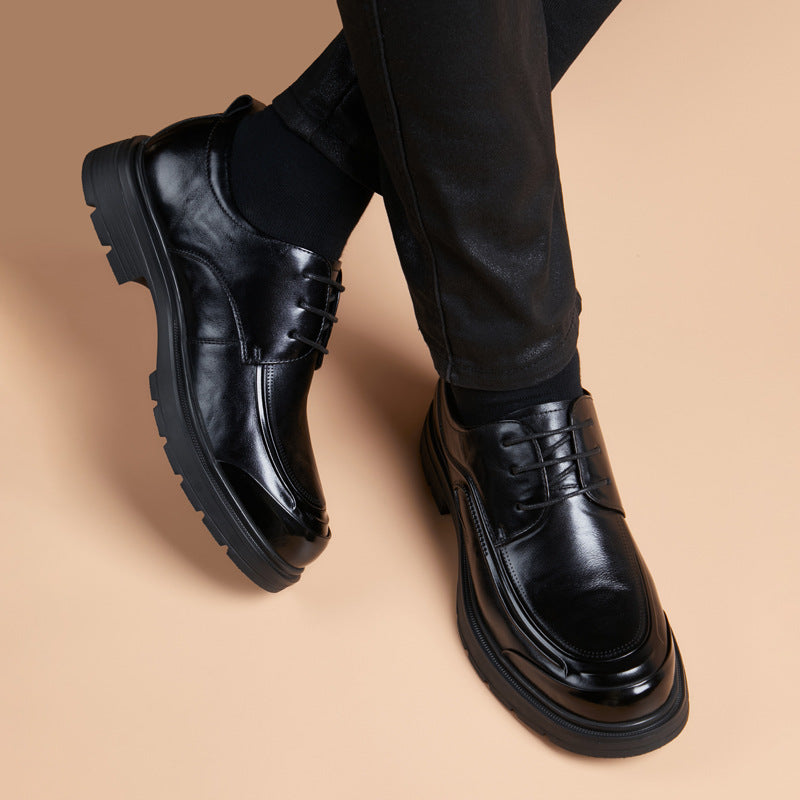 Men's Cowhide Fashion Comfortable Round Toe Derby Men's Business Leather Shoes