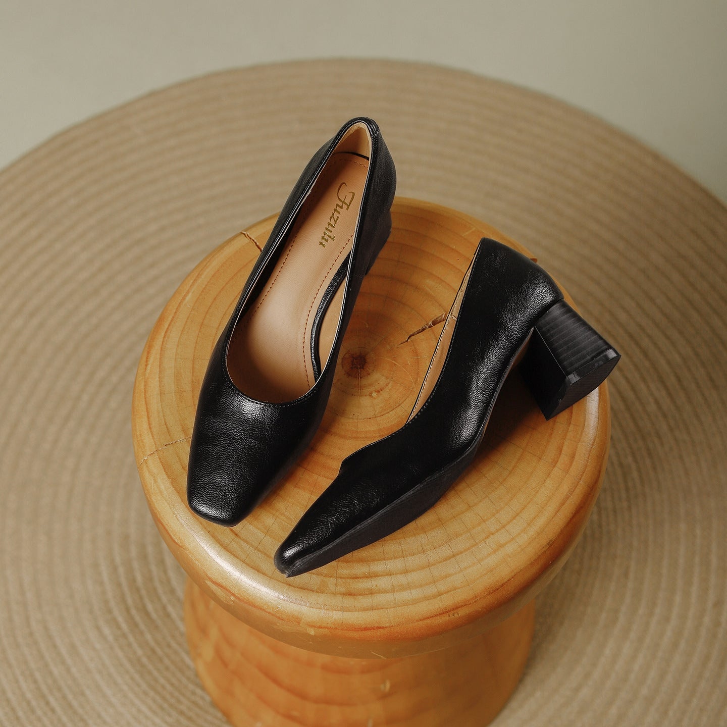 Women's Retro Square Toe High Elegant Style Shallow Mouth Women's Fashion Shoes