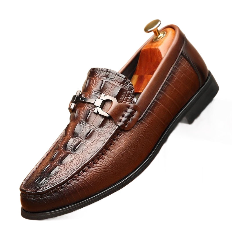 Men's Crocodile Pattern British Cowhide Business Formal Men's Casual Leather Shoes