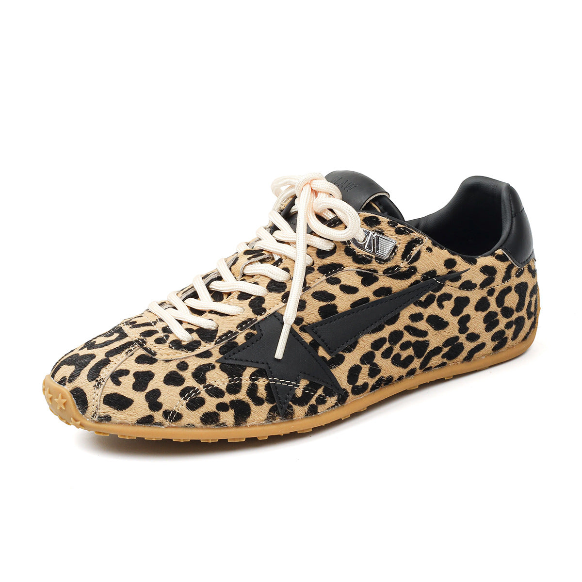 Women's Genuine Horse Fur Leopard Print With Veet German Training Retro Women's Casual Shoes