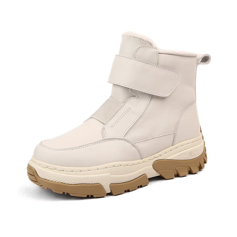 Women's Winter Fleece-lined Thick Warm Northeast Cowhide Snow Boots