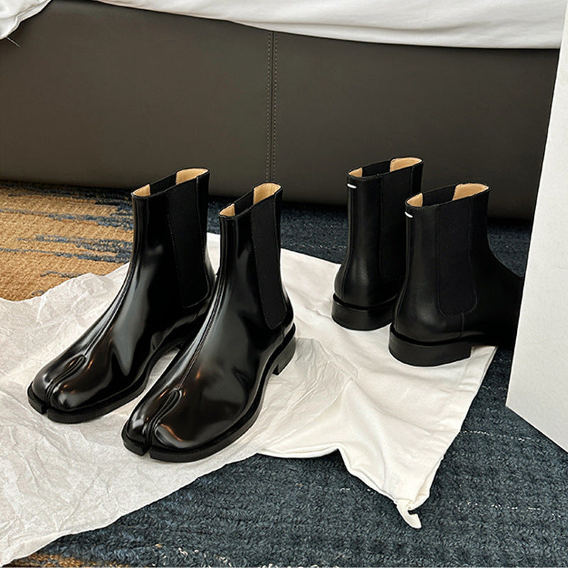 Women's Toe Tabi British Style Slit Beads Chelsea Martin Women's Leather Boots