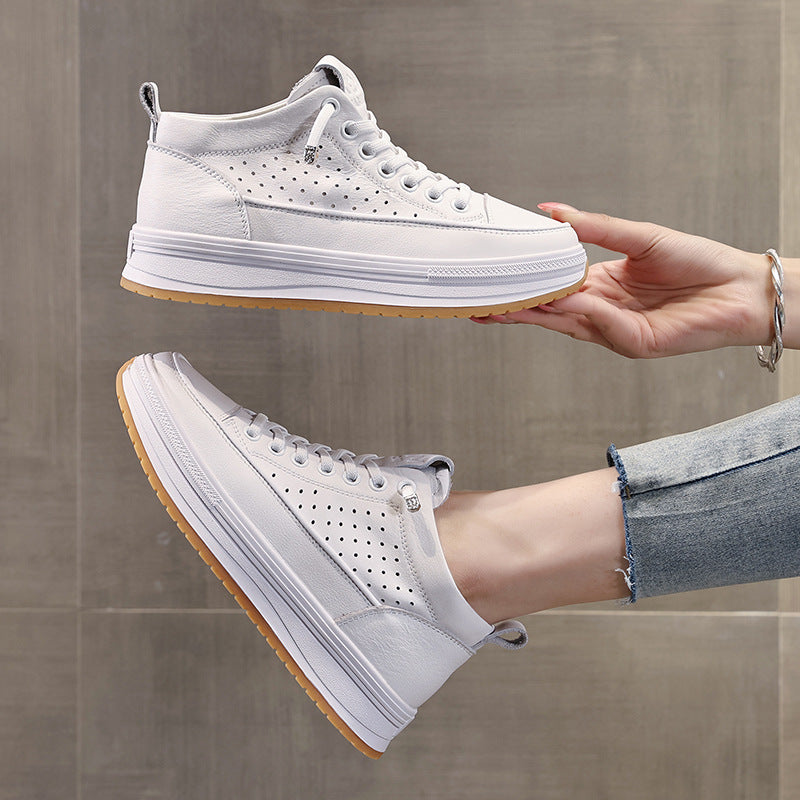 Women's Authentic Hollow Out White Summer Versatile Breathable Flat Women's Casual Shoes