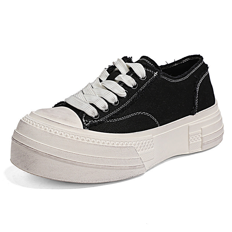 Women's Thick-soled Retro Rub Colored Distressed Bottom Dirty Platform Canvas Shoes