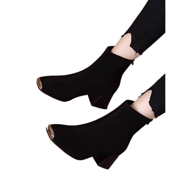 Women's Withdraw From Cupboard Temperament Square Toe Women's Leather Boots