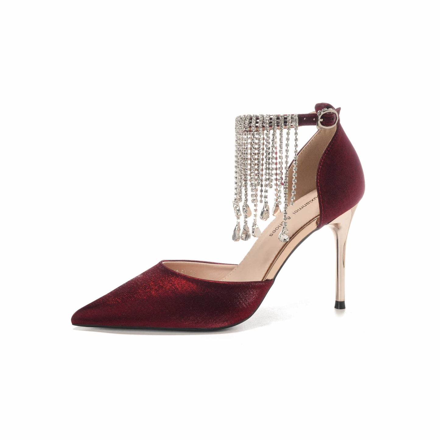 Tassel Chain Hollowed Two-way High Stiletto Pointed Toe Banquet Wedding Heels