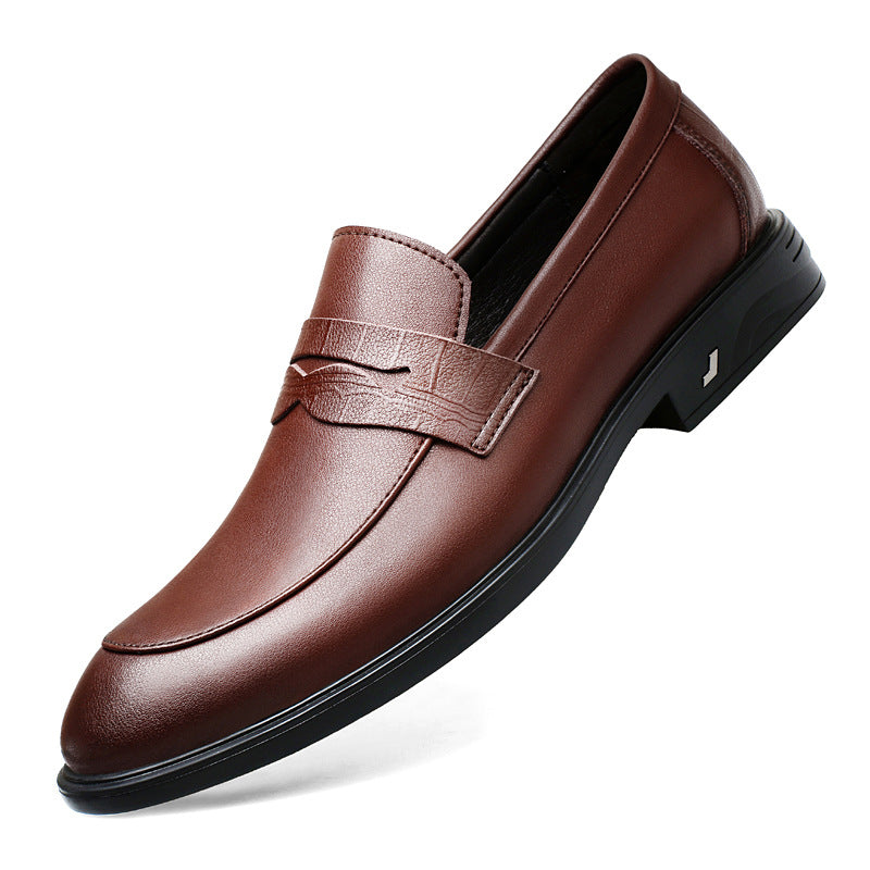 Men's Autumn Slip On Comfortable Cowhide Surface Groom Men's Casual Leather Shoes