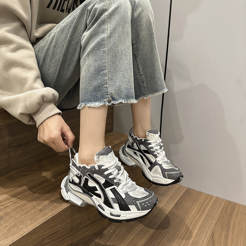 Women's & Men's Distressed Color Paris Dad Couple Trendy Sneakers