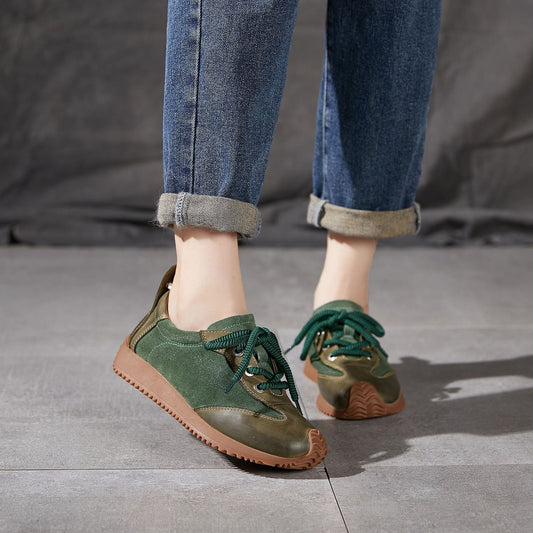 Women's Layer Cowhide Handmade Genuine Flat Retro Easy Casual Shoes