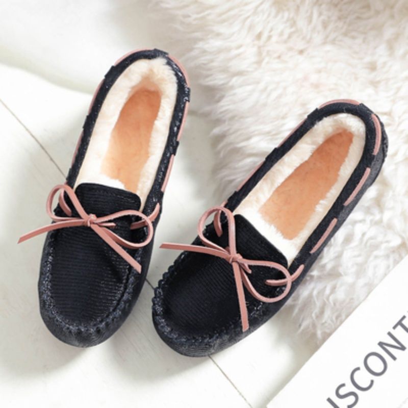 Women's With Fleece Lining Cotton Large Size Pregnant Fluffy Flat Bottom Loafers