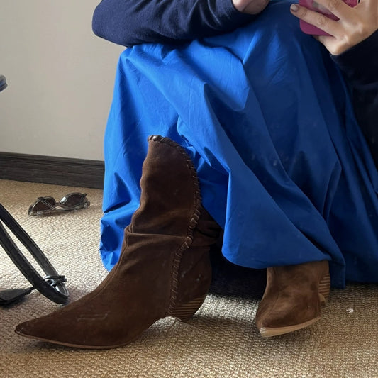 Niche String Tapered Pointed Western Cowboy Pile Style Female Thin Boots