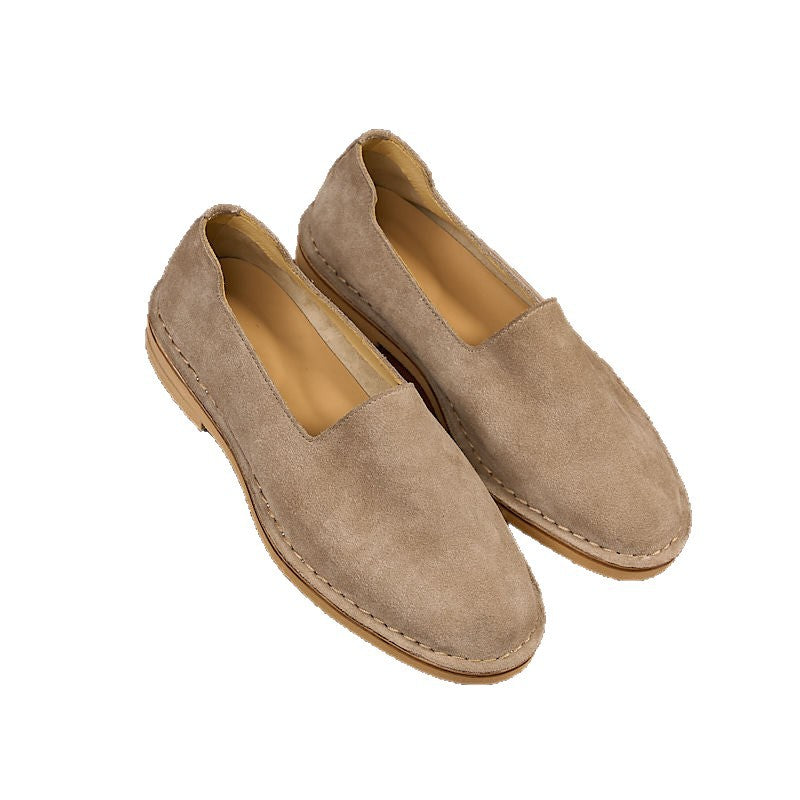 Men's Vintage Handmade Stitching Slip-on Lazy Old Money Style Loafers/doug Shoes