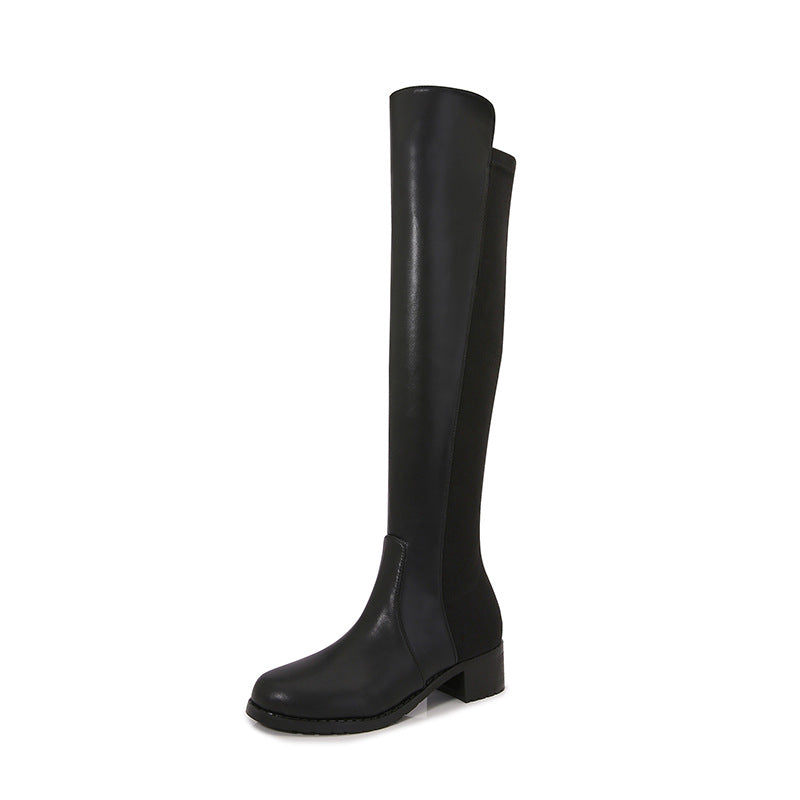 High Tube High-heel Long Zipper Skinny Knight Stretch Women's Leather Boots