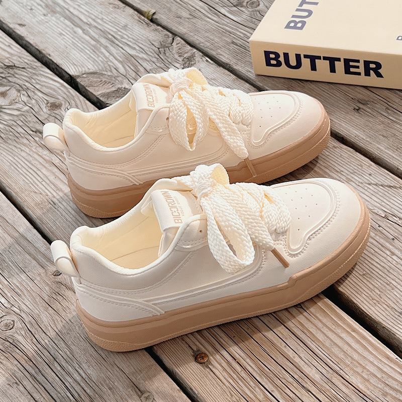 Women's Milk Trendy Niche Dress White Board Casual Shoes