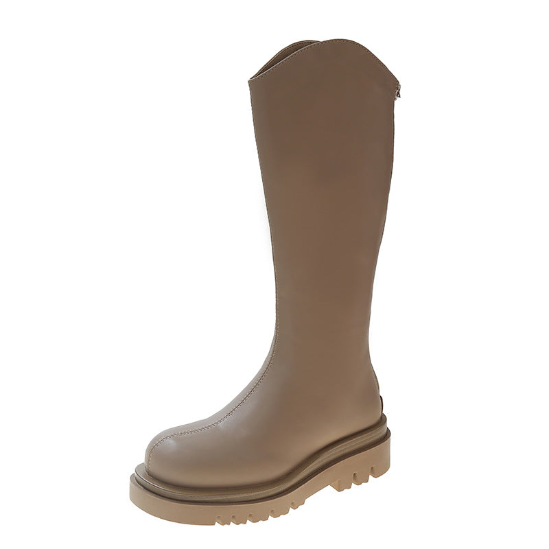 Female Fleece-lined Platform Widened Large Tube Circumference Fat Boots