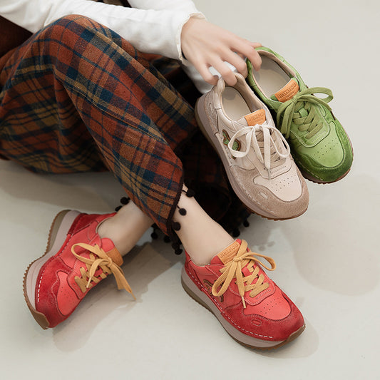 Women's First Layer Cowhide Sports Style Comfortable Women's Casual Shoes