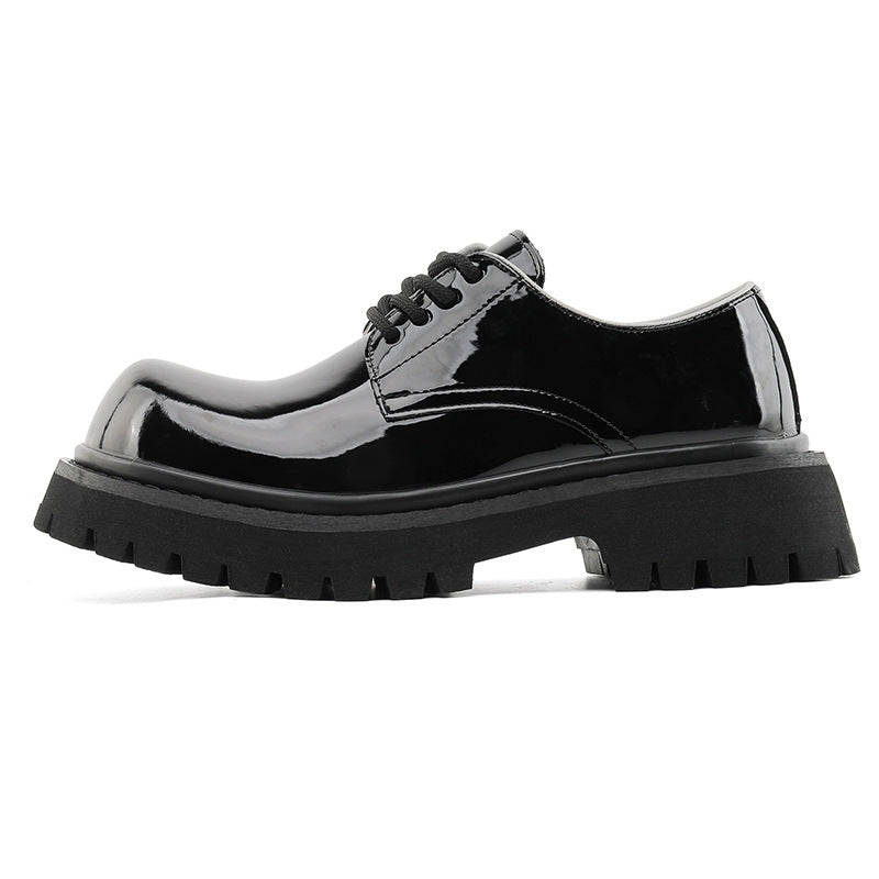 Men's Autumn Derby Big Head Glossy British Men's Casual Leather Shoes