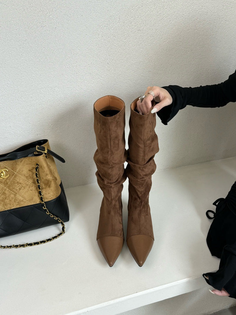 Women's Female Height Increasing Insole Suede Loose Pile Boots