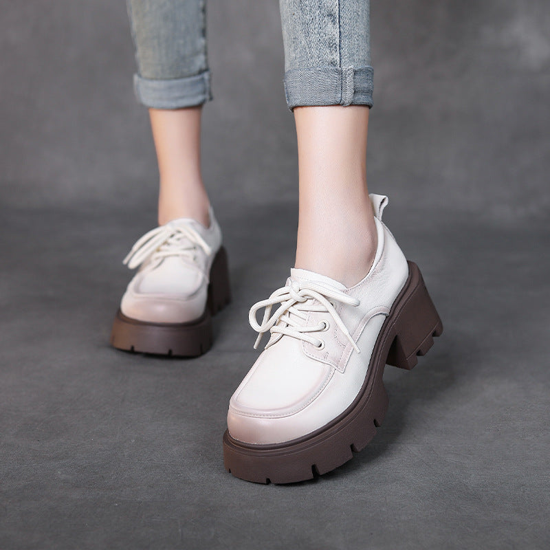 Women's Pumps Thick-soled High-heeled Authentic British Style Versatile Loafers