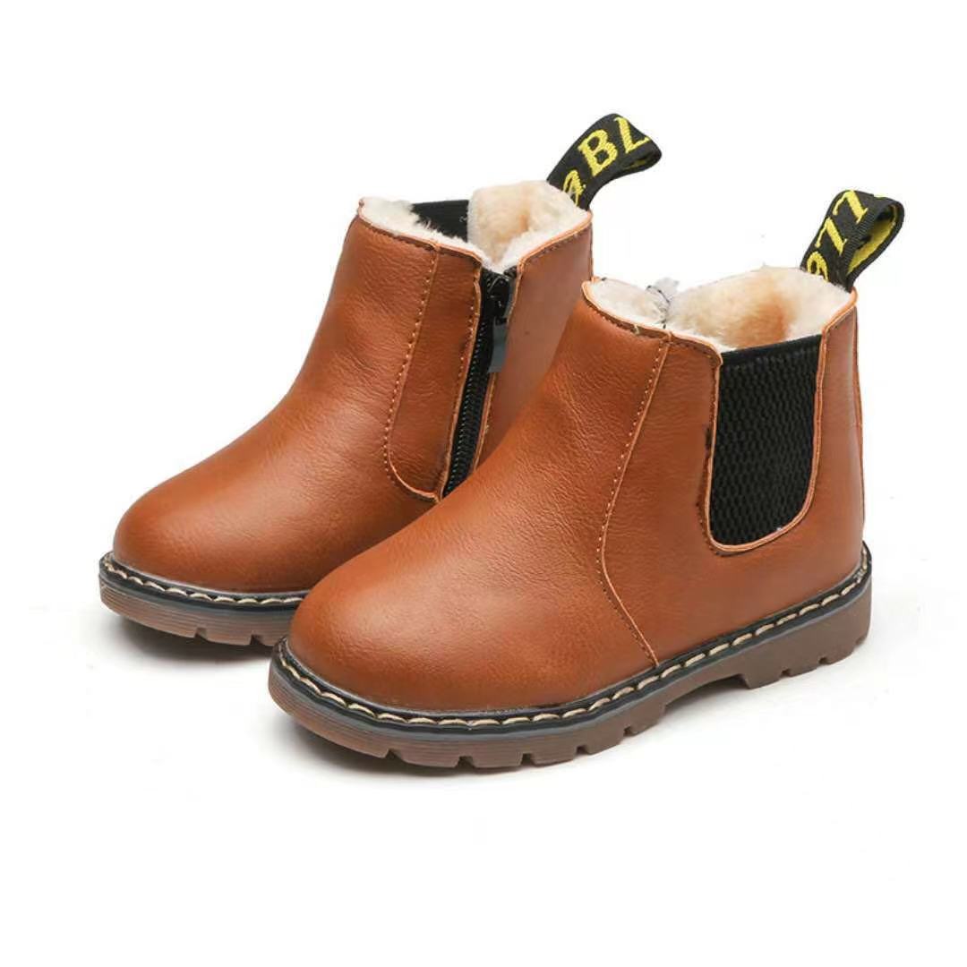 Children's British Style Solid Color Cotton Catwalk Kid's Snow Boots