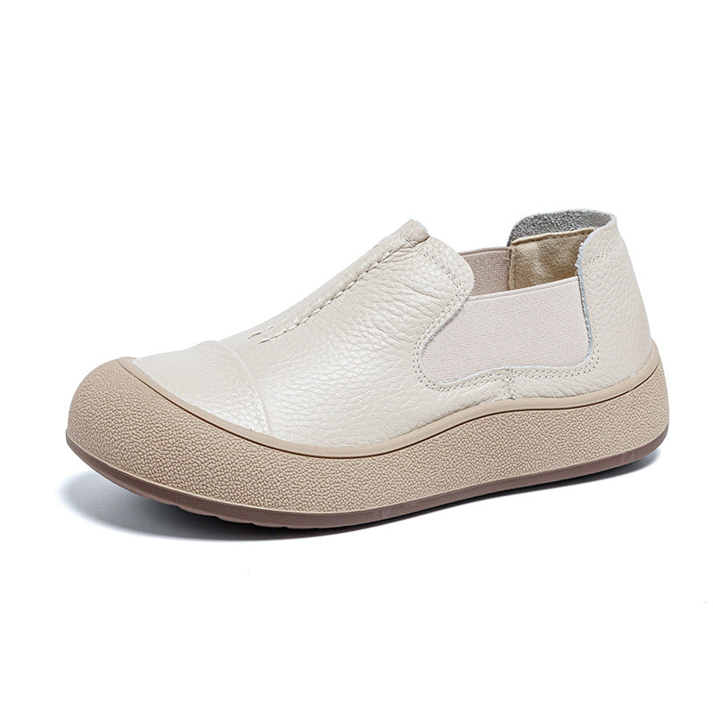 Women's Autumn Slip-on Simple Retro Handmade Round Toe Loose Commuter Flat Women's Casual Shoes