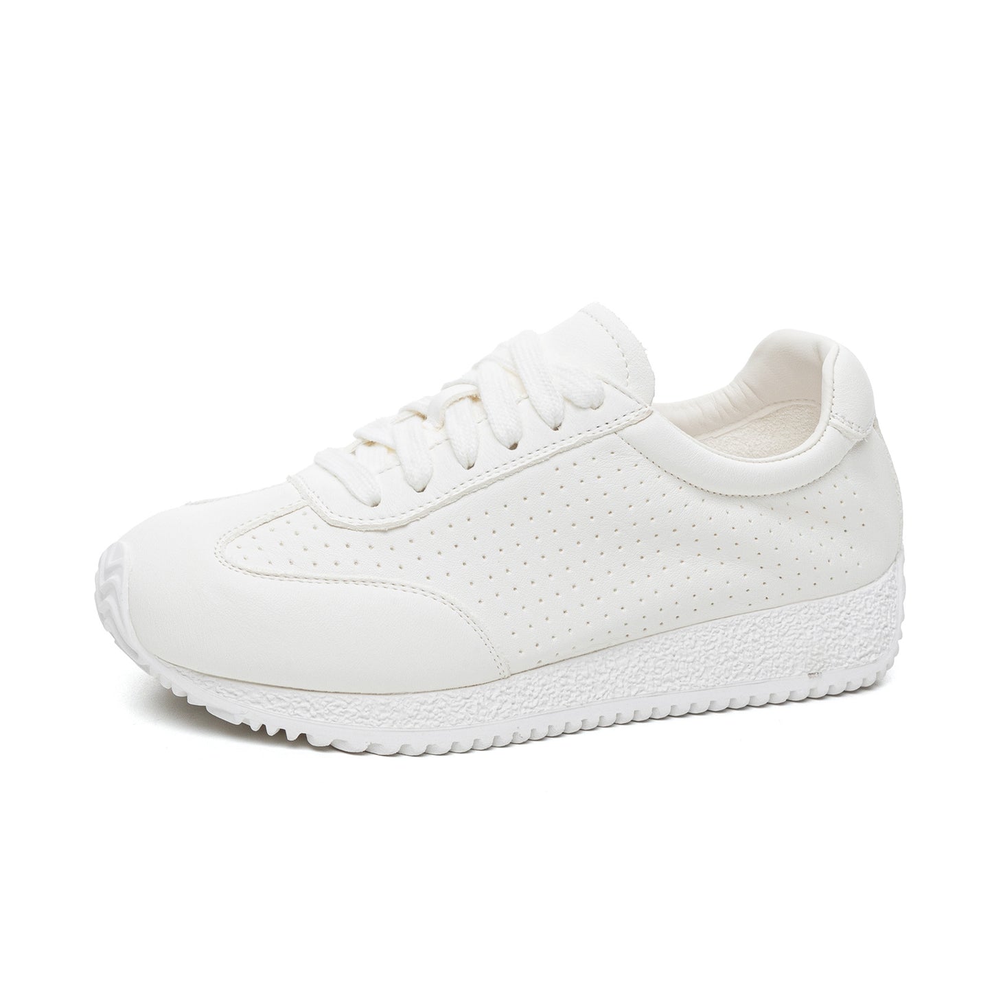 Women's White Summer First Layer Cowhide Platform Sneakers